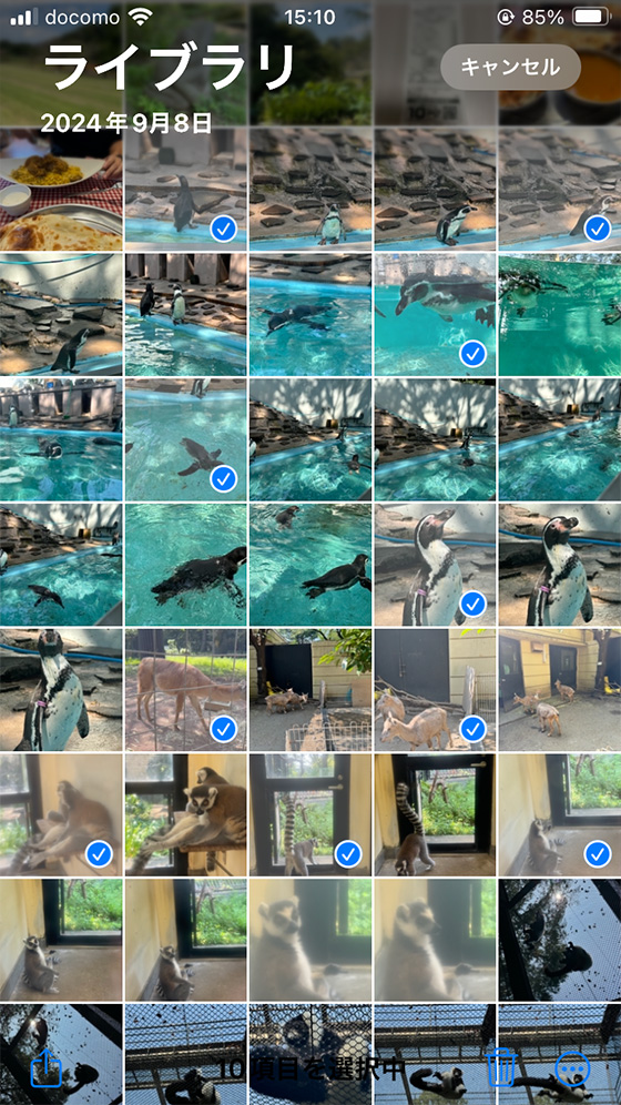 iOS18の写真アプリで写真とビデオを選択