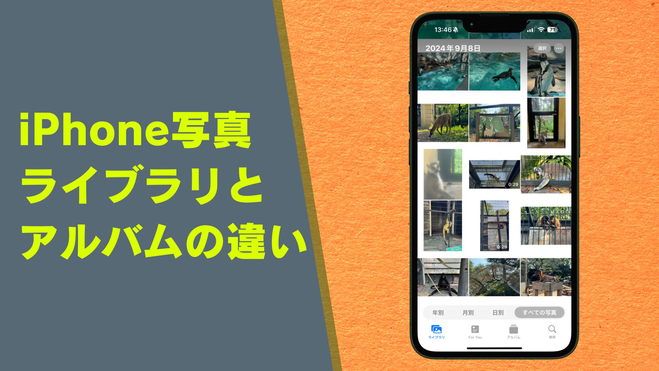 iPhone写真アプリのライブラリとアルバムとの違い